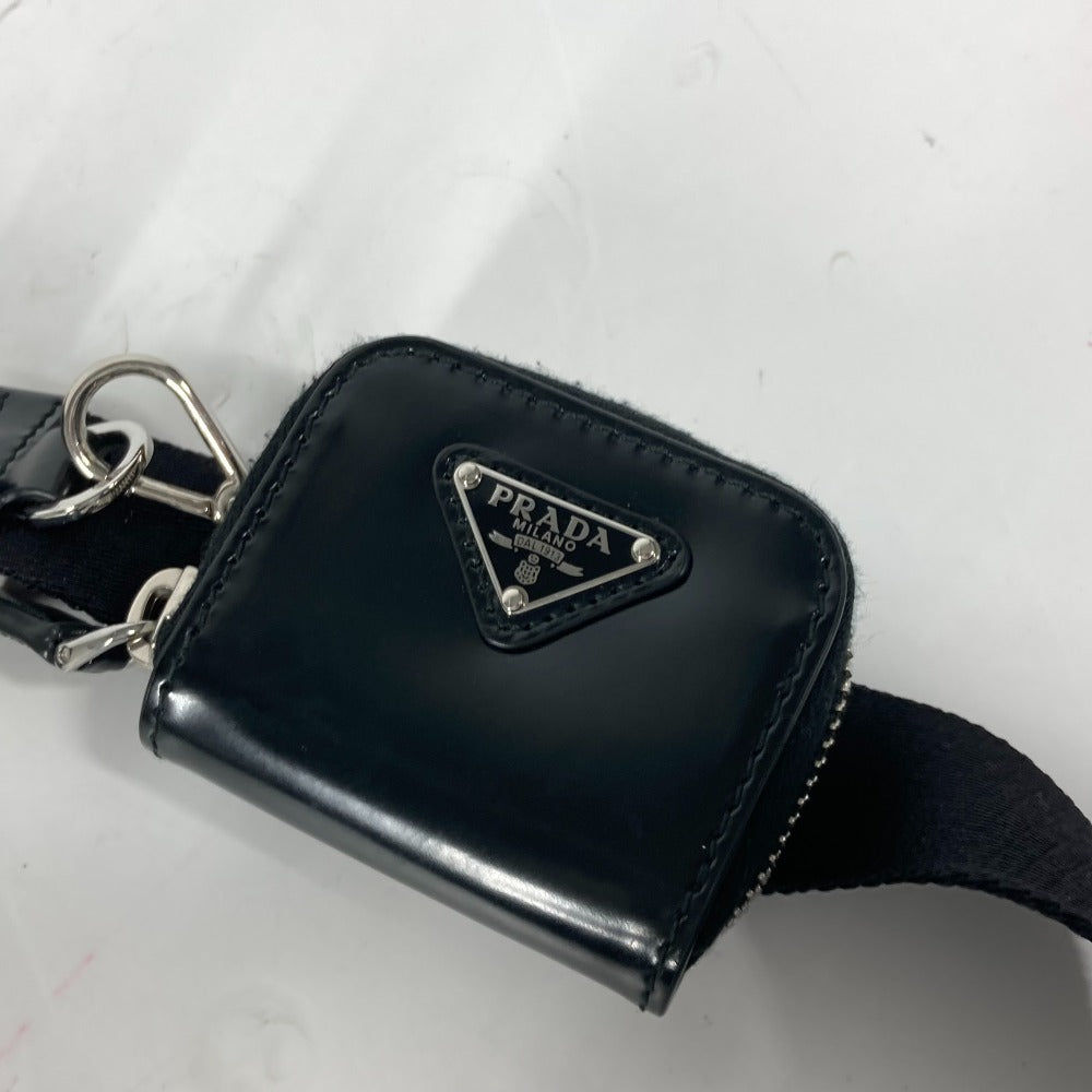 PRADA Shoulder Bag 2VH172 Leather / nylon black With porch Triangle logo plate mens Used