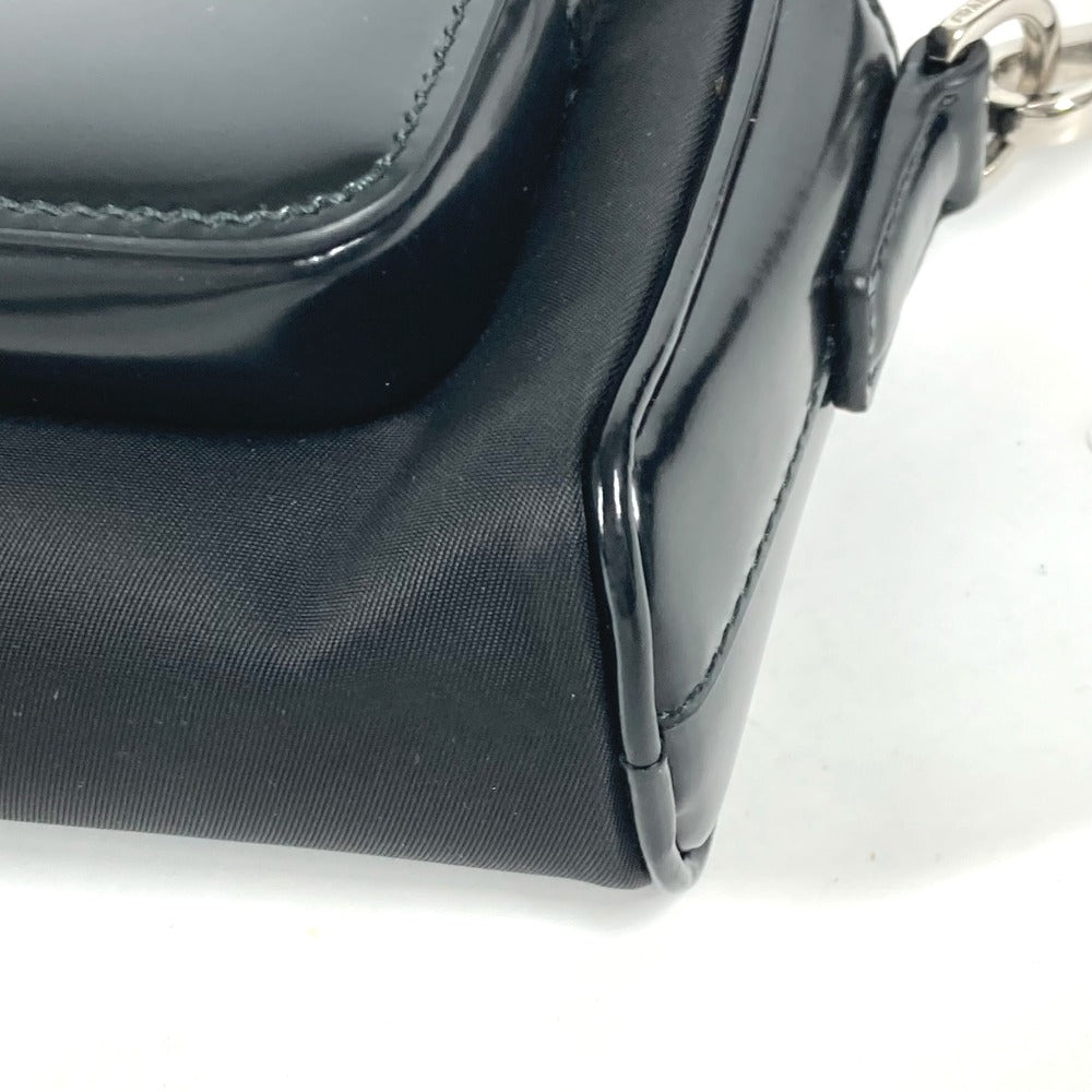 PRADA Shoulder Bag 2VH172 Leather / nylon black With porch Triangle logo plate mens Used