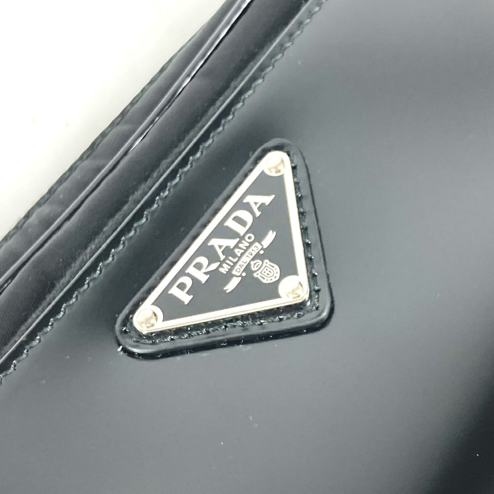 PRADA Shoulder Bag 2VH172 Leather / nylon black With porch Triangle logo plate mens Used