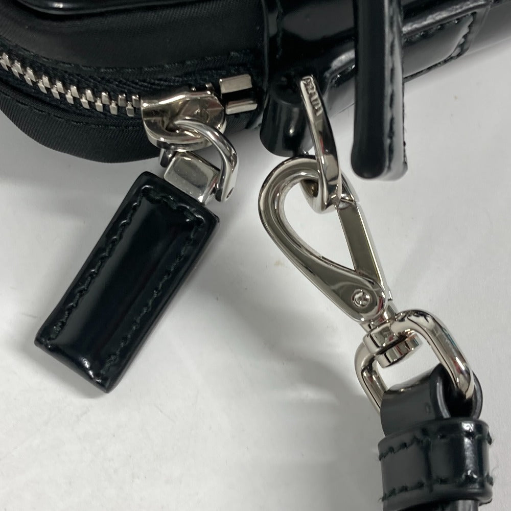 PRADA Shoulder Bag 2VH172 Leather / nylon black With porch Triangle logo plate mens Used