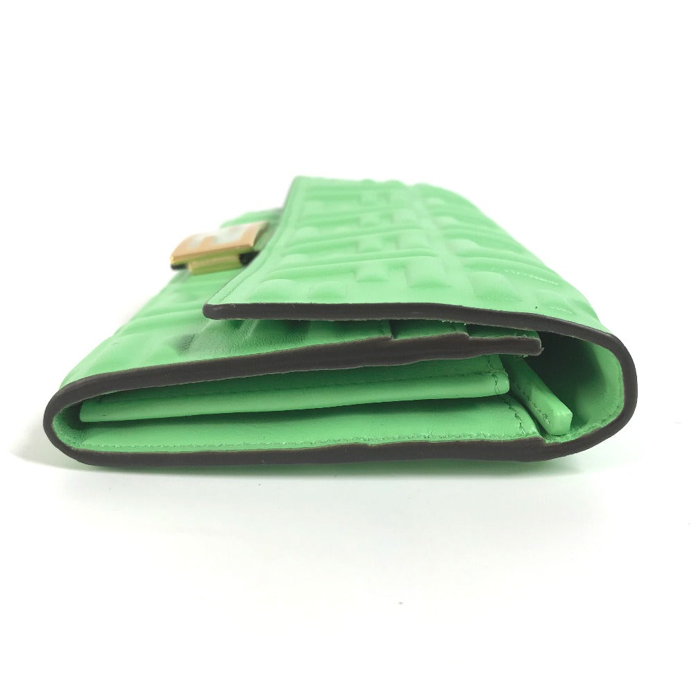 FENDI Long Wallet Purse 8M0251 leather green Baguette Continental Wallet Women Used