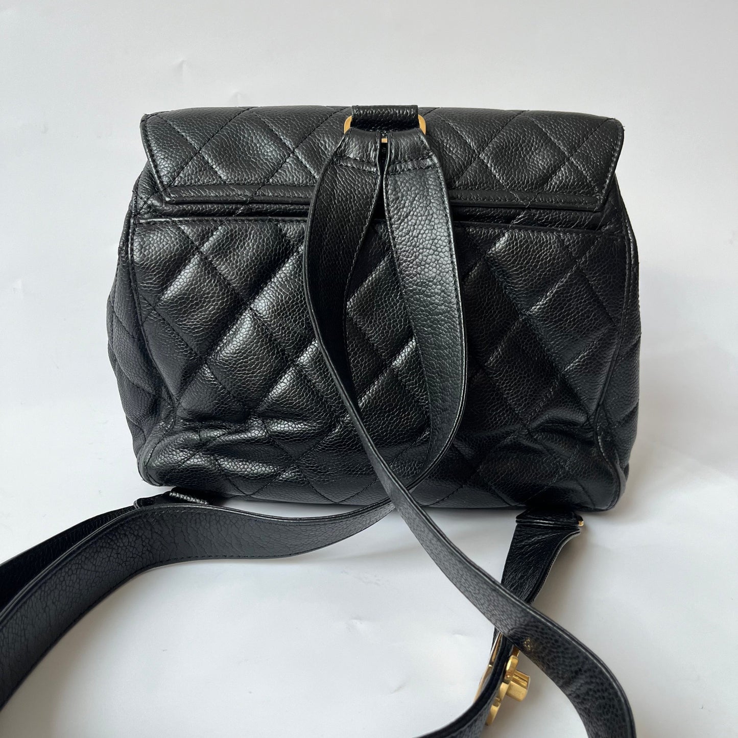 Chanel Vintage Duma Backpack Black Caviar Leather Gold Hardware, 1996-97