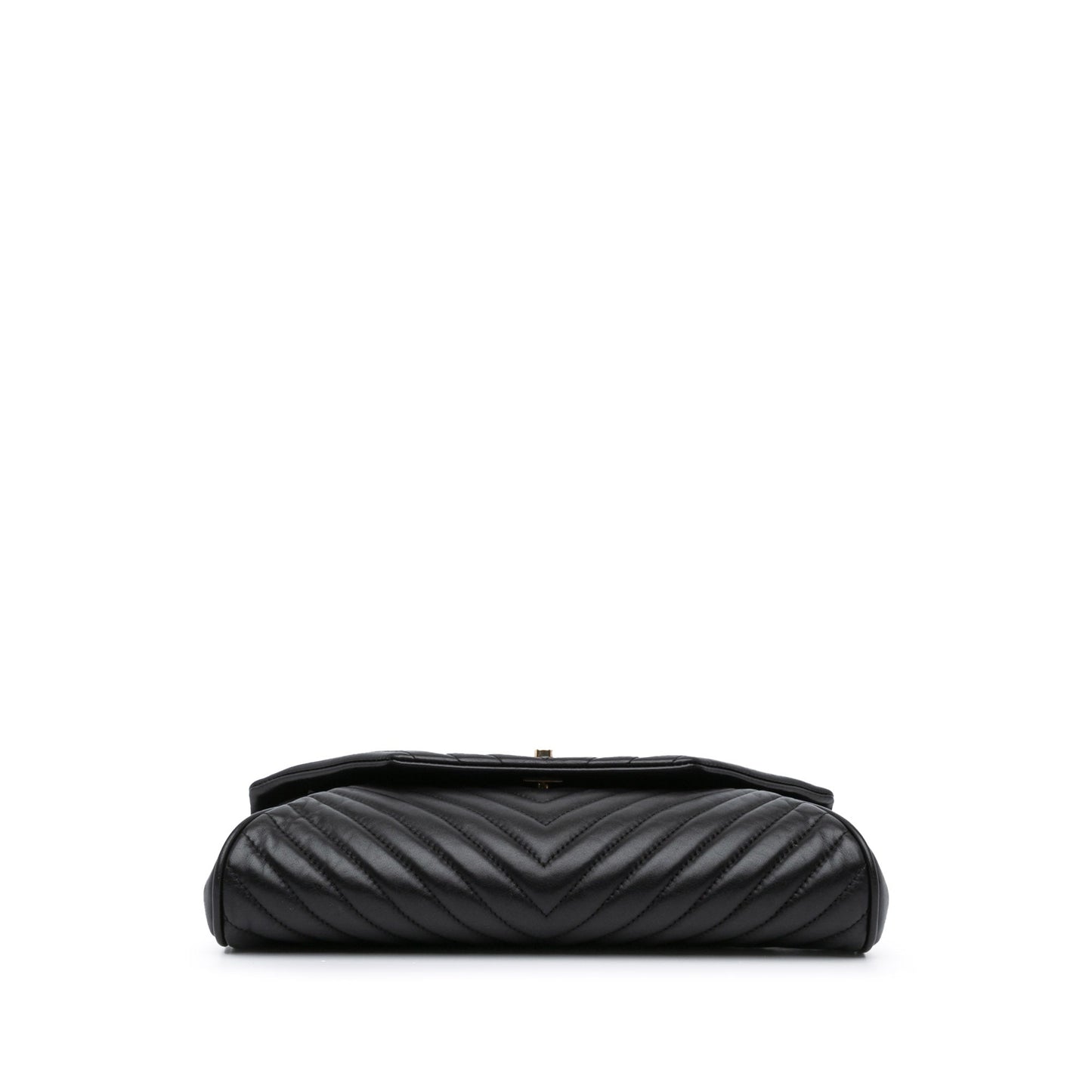 Black Chanel Chevron Lambskin Fold Up Again Clutch