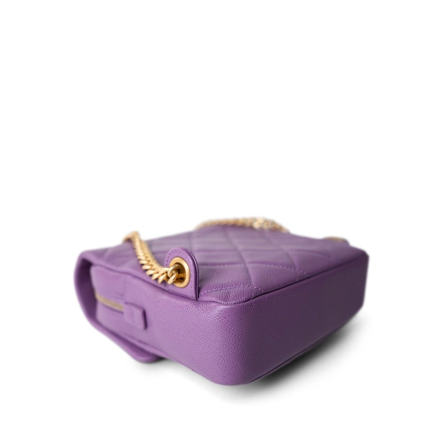 22P Purple Caviar Quilted Melody Chain BackPack w/ Aged Gold Hardware