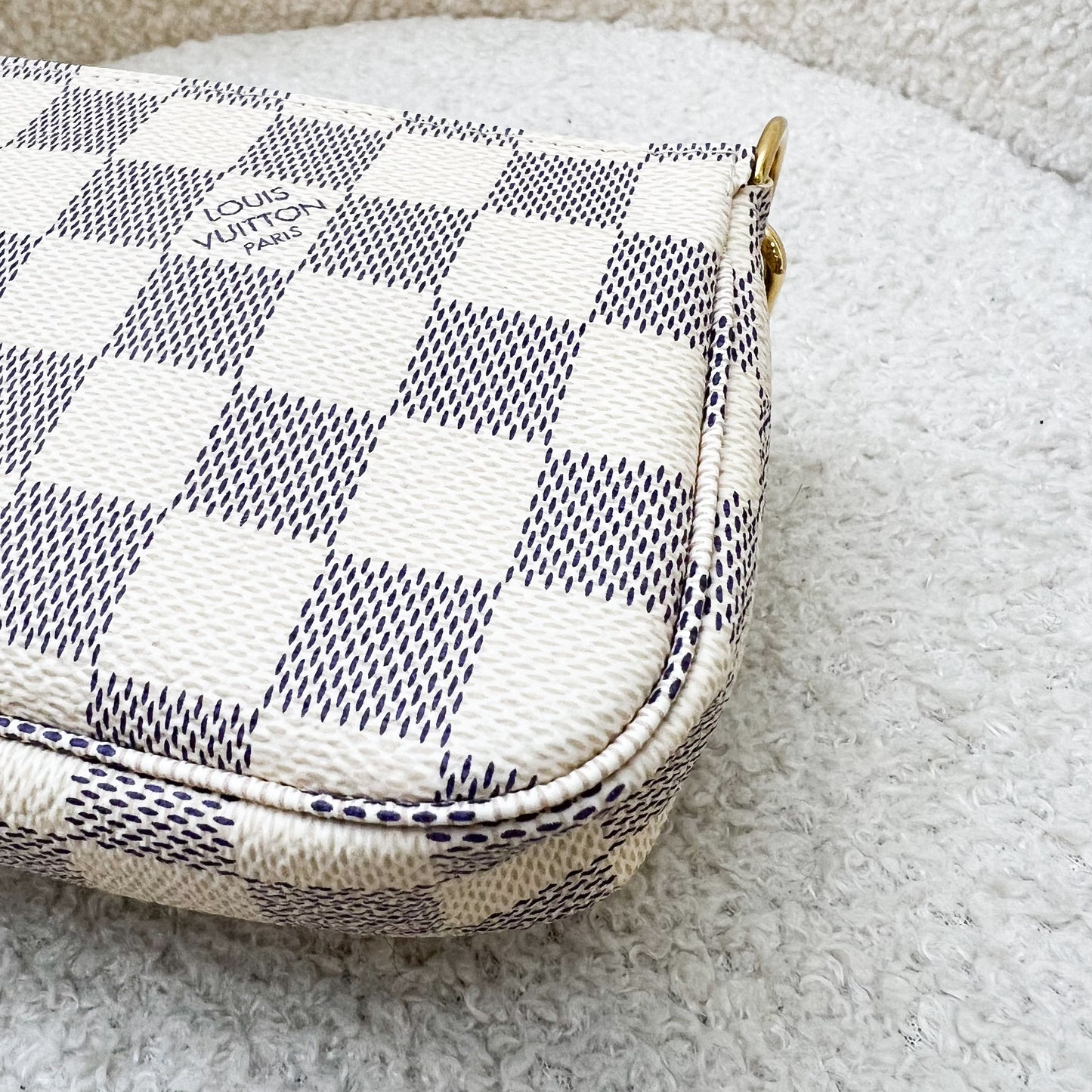 LV Mini Pochette Accessoires in Christmas 2021 Animation in Damier Azur Canvas GHW