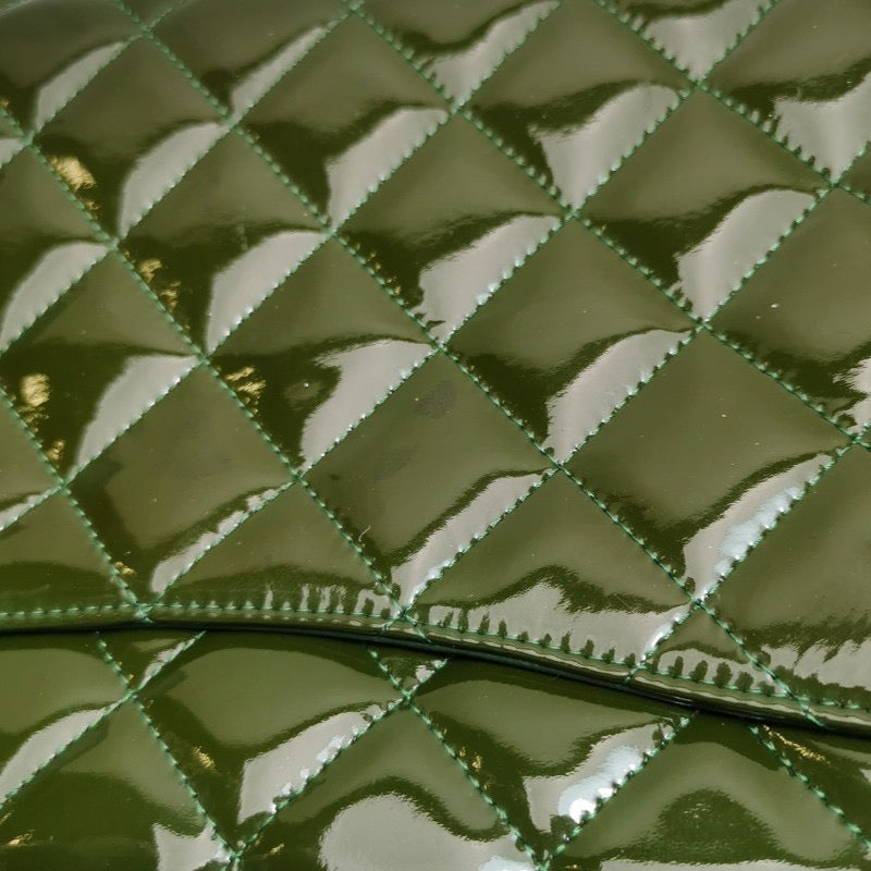 Chanel Envelope Clutch with Chains Shoulder Bag Dark Green Patent Leather