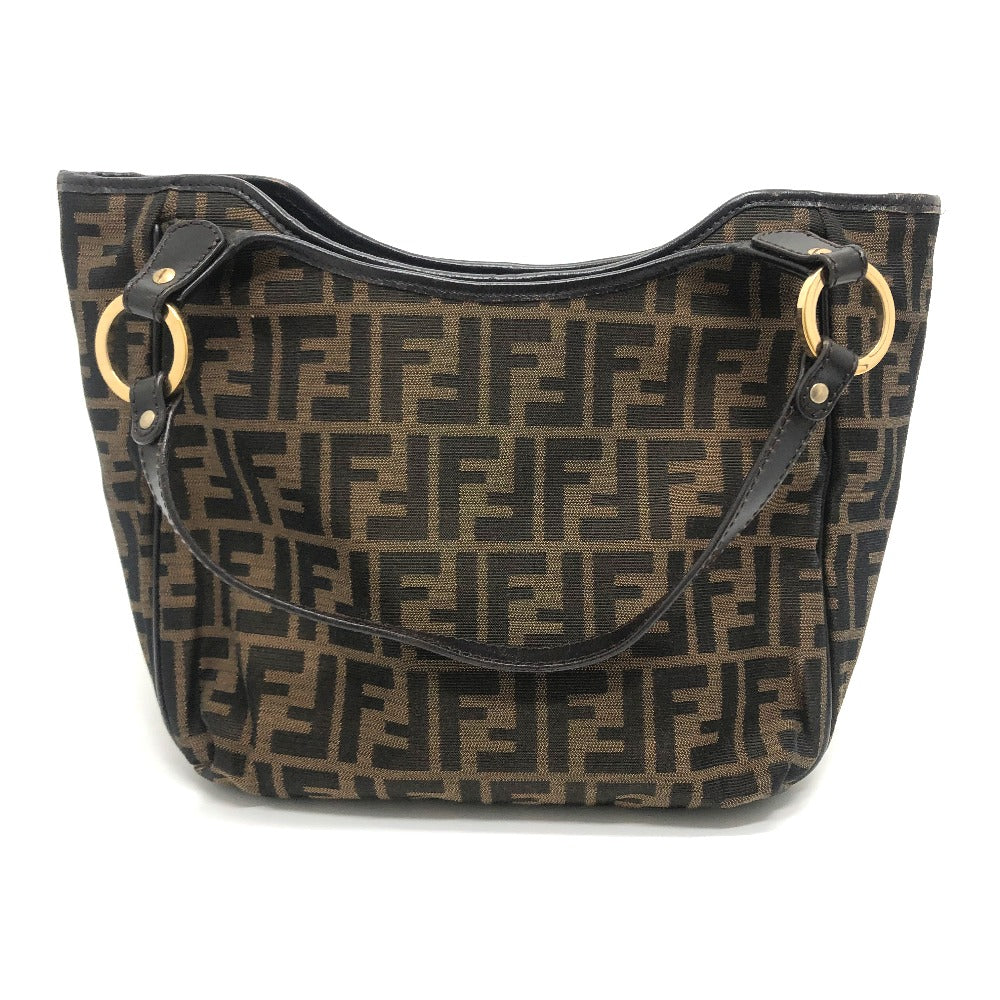 FENDI Tote Bag 8BH156 Canvas / leather Brown typex Gold Metal Zucca logo Logo charm Women Used