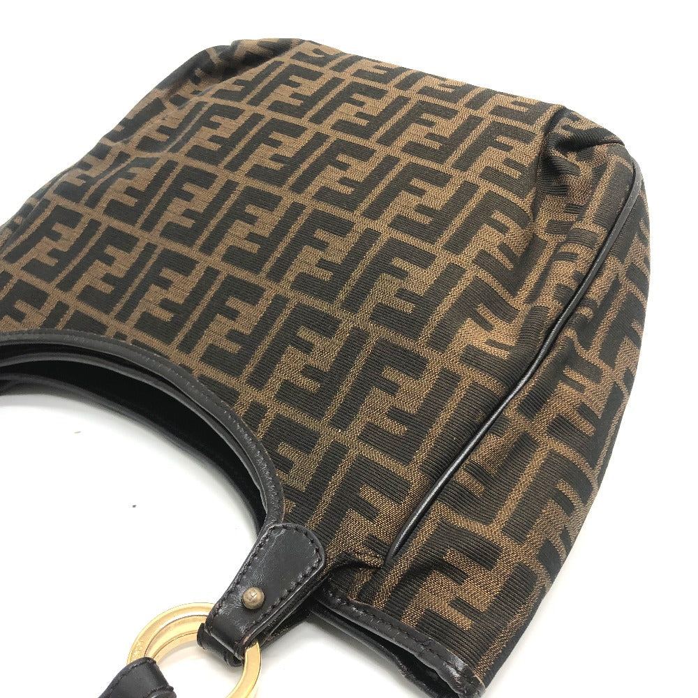 FENDI Tote Bag 8BH156 Canvas / leather Brown typex Gold Metal Zucca logo Logo charm Women Used