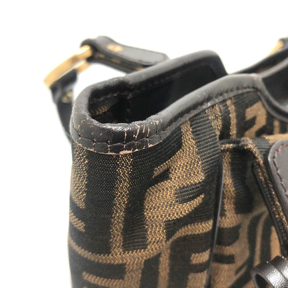 FENDI Tote Bag 8BH156 Canvas / leather Brown typex Gold Metal Zucca logo Logo charm Women Used