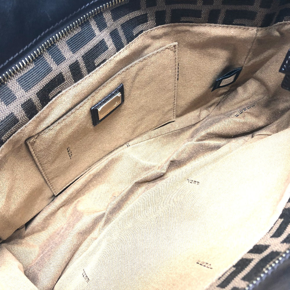 FENDI Tote Bag 8BH156 Canvas / leather Brown typex Gold Metal Zucca logo Logo charm Women Used