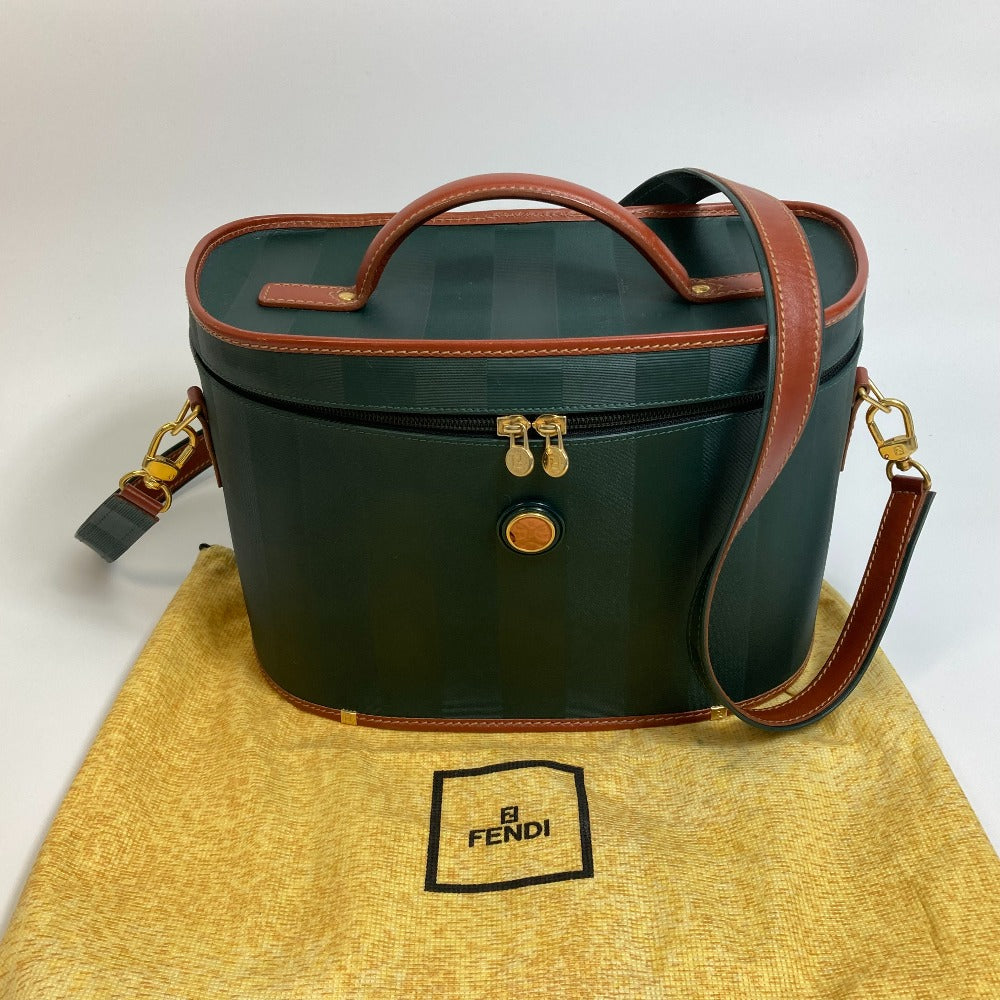 FENDI Vanity bag Leather / PVC Green x brown Pecan bag Women Used