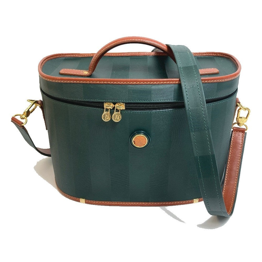 FENDI Vanity bag Leather / PVC Green x brown Pecan bag Women Used