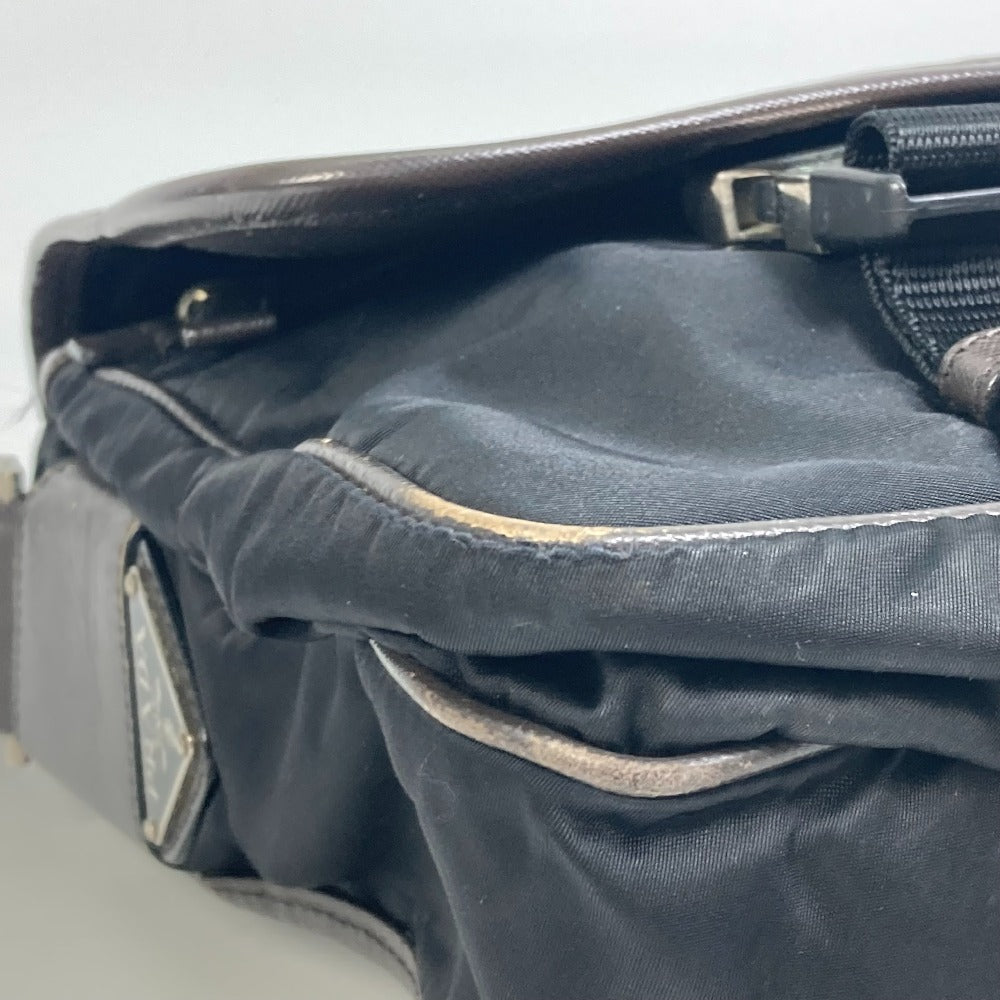 PRADA Shoulder Bag Nylon, Leather Black / brown Triangle logo Messenger bag mens Used