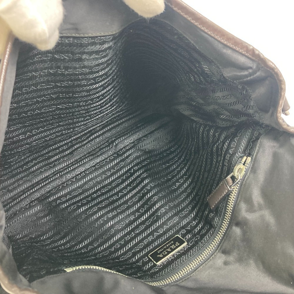 PRADA Shoulder Bag Nylon, Leather Black / brown Triangle logo Messenger bag mens Used
