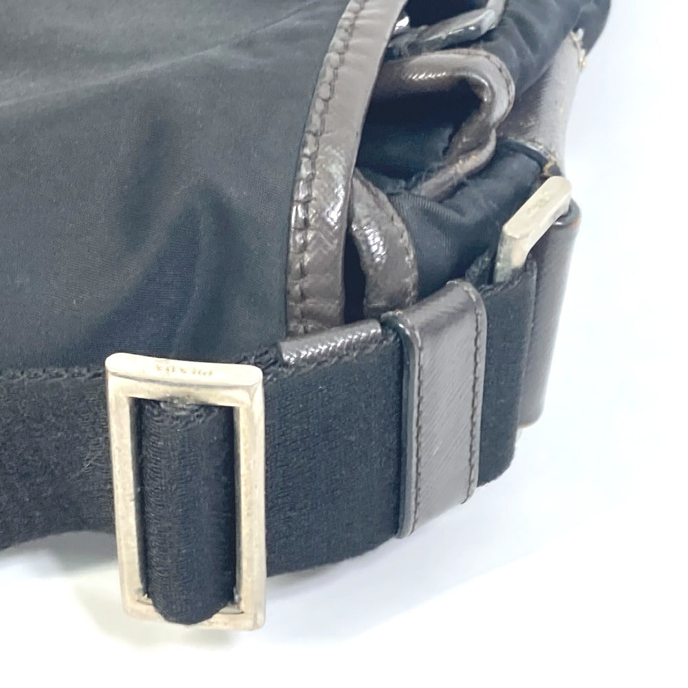 PRADA Shoulder Bag Nylon, Leather Black / brown Triangle logo Messenger bag mens Used