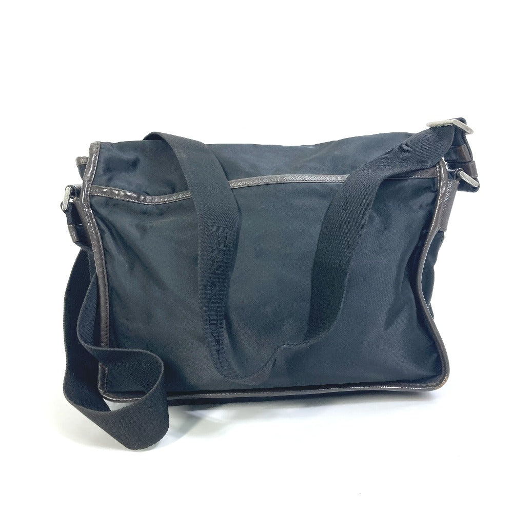 PRADA Shoulder Bag Nylon, Leather Black / brown Triangle logo Messenger bag mens Used