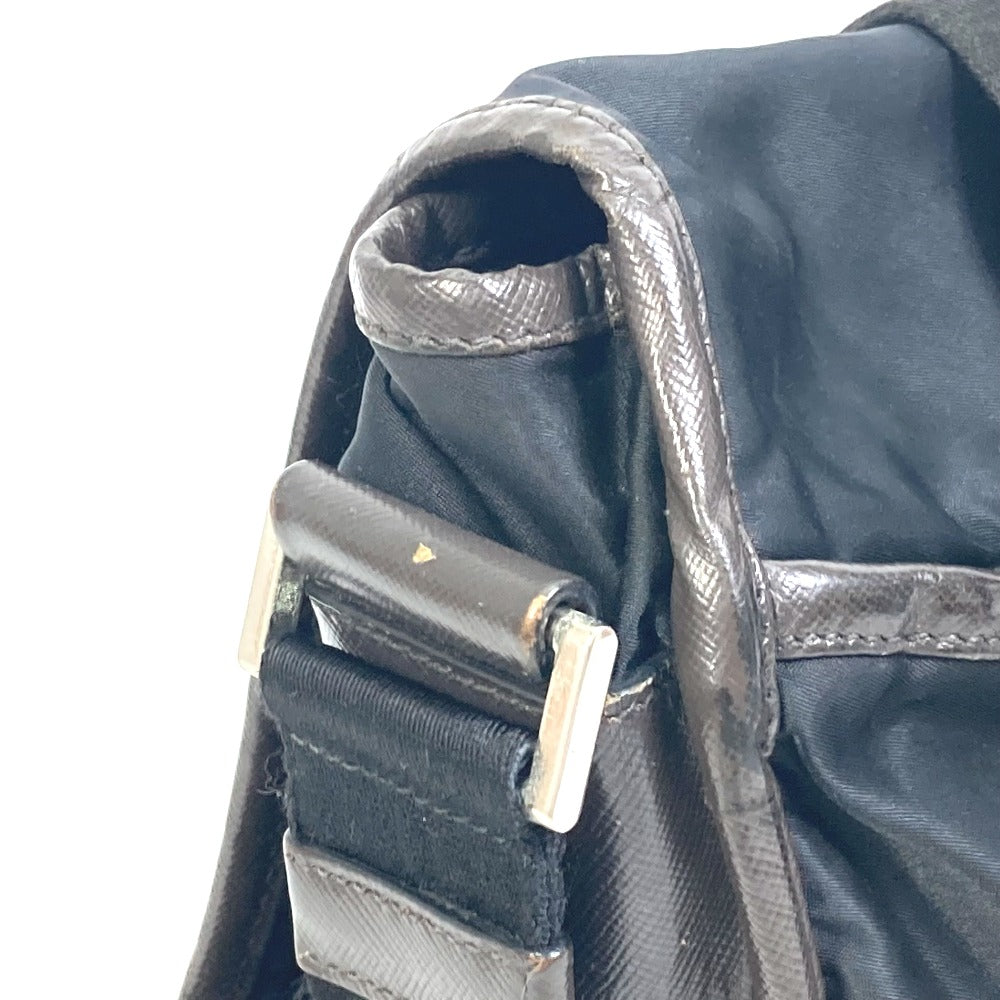PRADA Shoulder Bag Nylon, Leather Black / brown Triangle logo Messenger bag mens Used