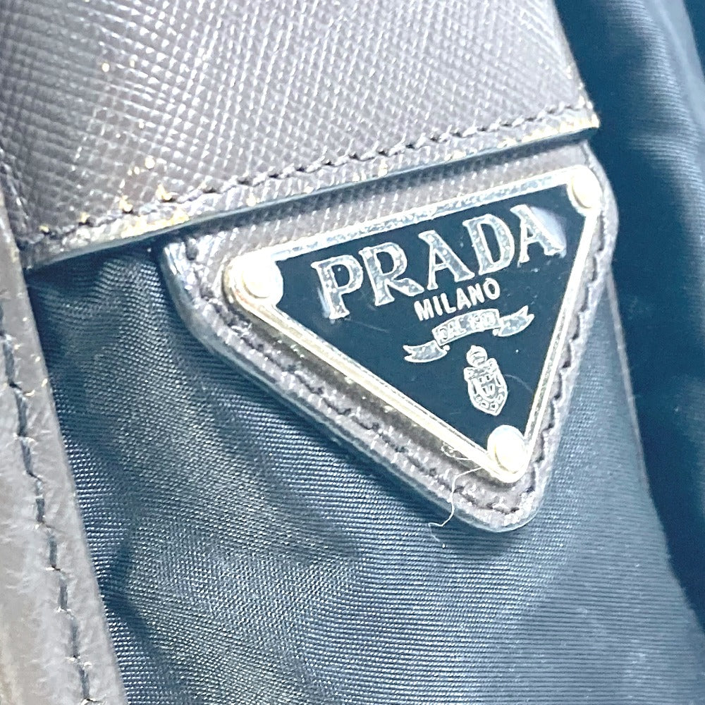 PRADA Shoulder Bag Nylon, Leather Black / brown Triangle logo Messenger bag mens Used