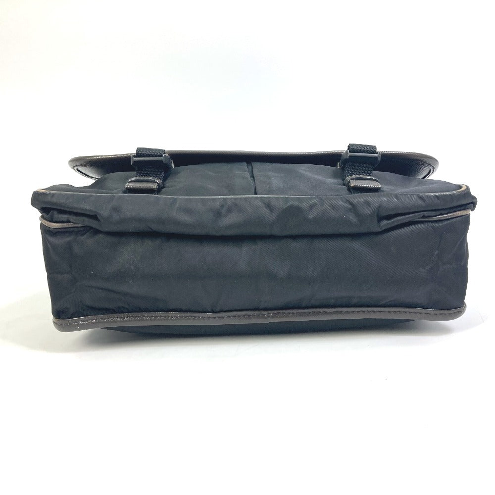 PRADA Shoulder Bag Nylon, Leather Black / brown Triangle logo Messenger bag mens Used