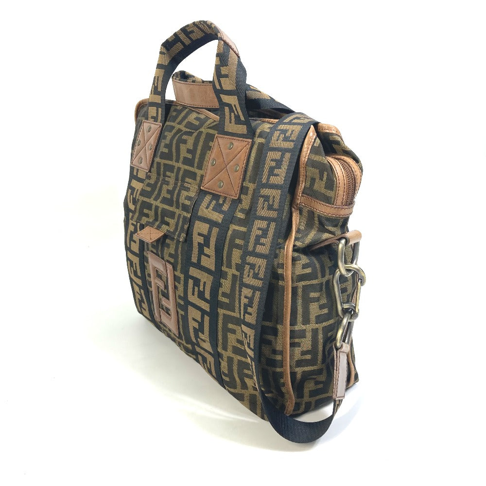 FENDI Tote Bag 7VA158 Leather / canvas Brown Zucca FF pattern Handbag 2WAY Bag Shoulder Bag Women Used
