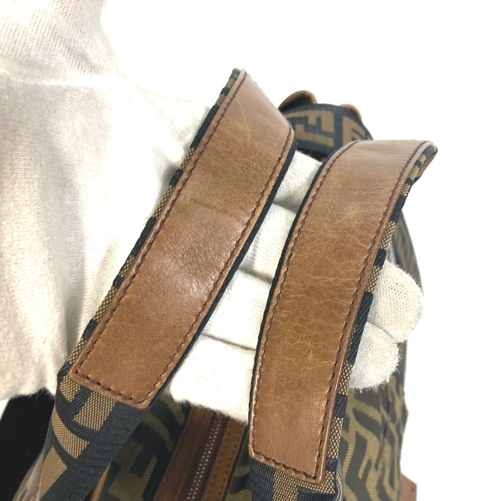 FENDI Tote Bag 7VA158 Leather / canvas Brown Zucca FF pattern Handbag 2WAY Bag Shoulder Bag Women Used