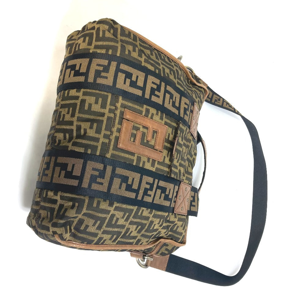 FENDI Tote Bag 7VA158 Leather / canvas Brown Zucca FF pattern Handbag 2WAY Bag Shoulder Bag Women Used