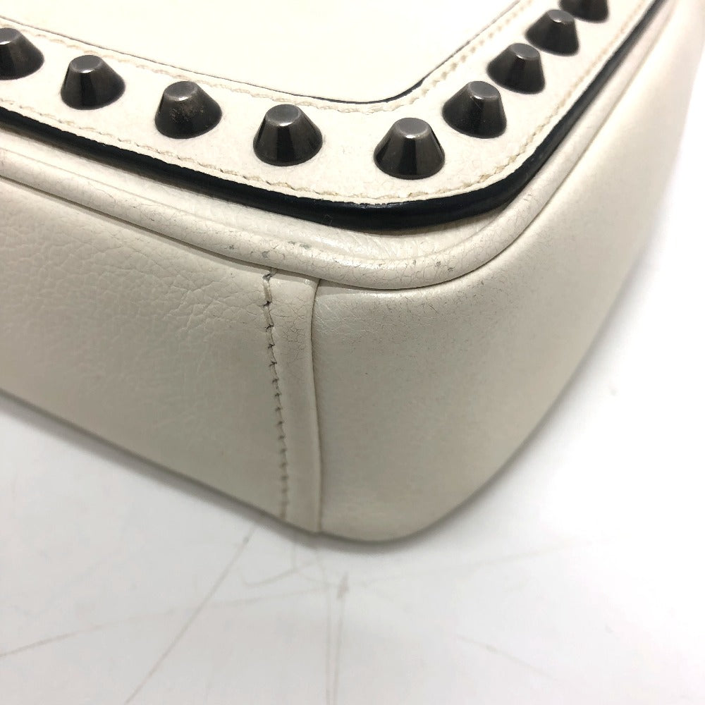 PRADA Shoulder Bag 1BD147 leather white logo studs ChainShoulder Women Used