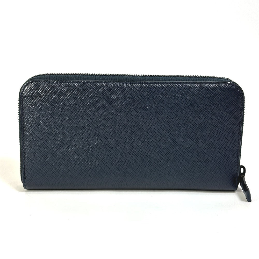 PRADA Long Wallet Purse 2ML317 saffiano leather Navy logo gradient Zip Around mens Used