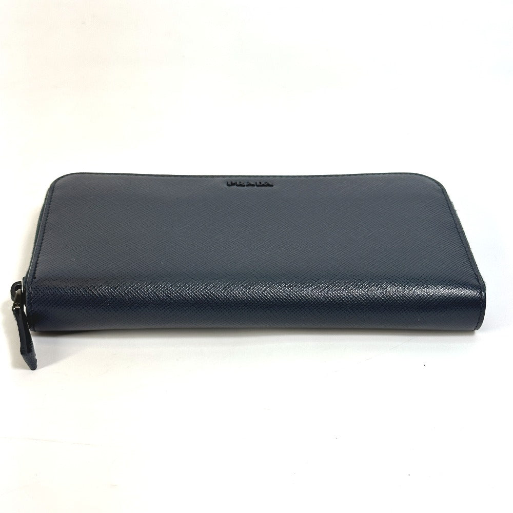 PRADA Long Wallet Purse 2ML317 saffiano leather Navy logo gradient Zip Around mens Used