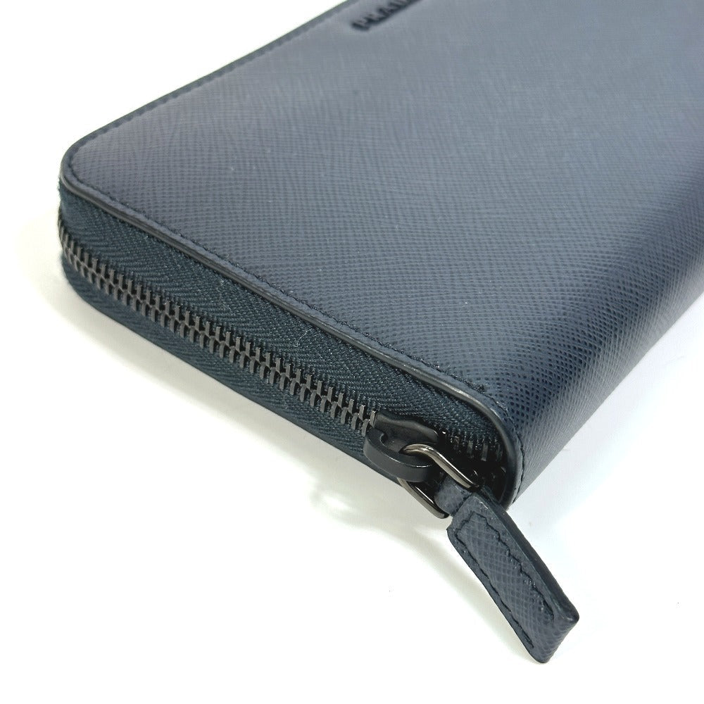 PRADA Long Wallet Purse 2ML317 saffiano leather Navy logo gradient Zip Around mens Used