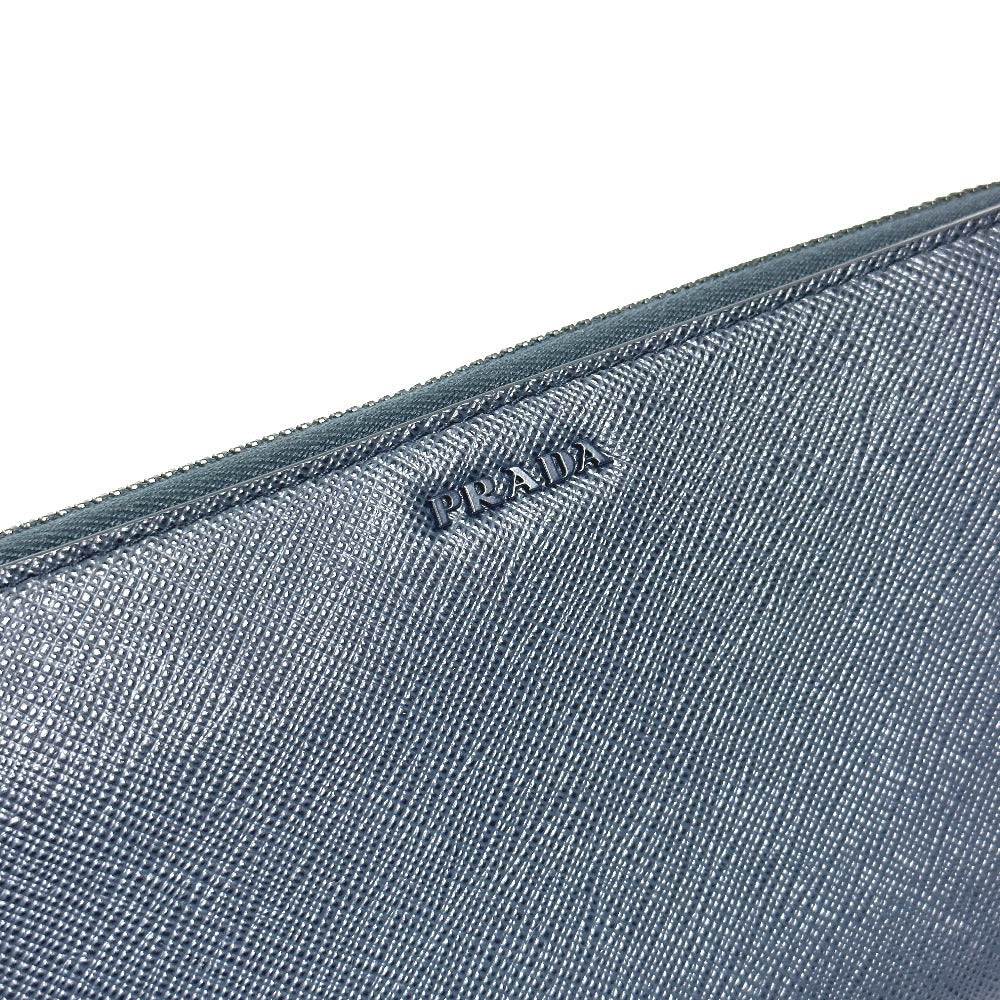 PRADA Long Wallet Purse 2ML317 saffiano leather Navy logo gradient Zip Around mens Used
