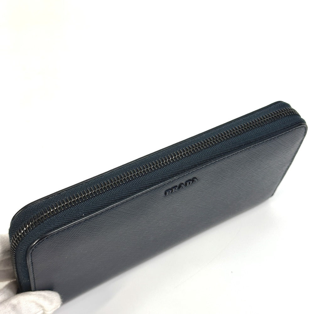 PRADA Long Wallet Purse 2ML317 saffiano leather Navy logo gradient Zip Around mens Used