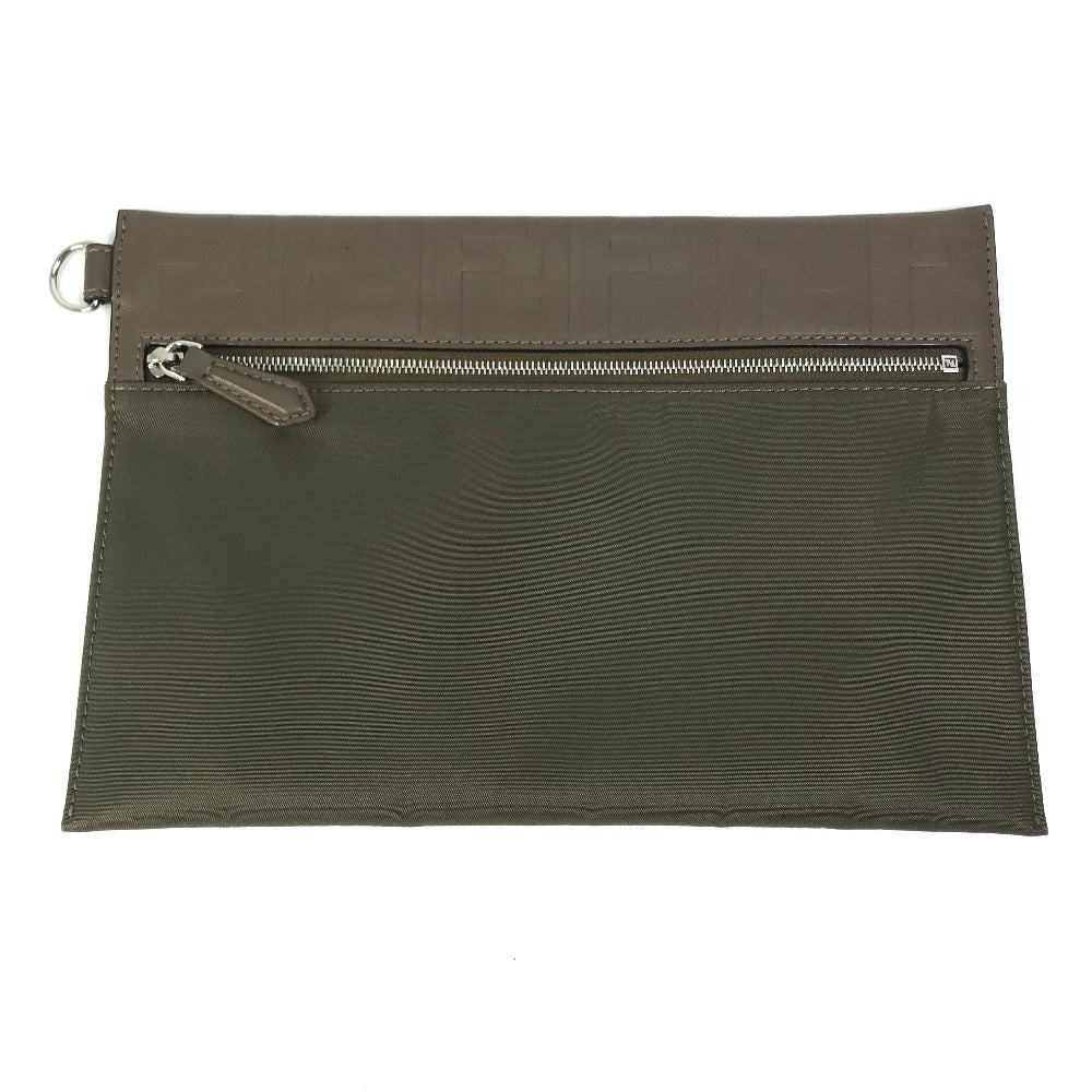 FENDI Pouch 7N0108 Nylon / leather khaki Zucca Women Used