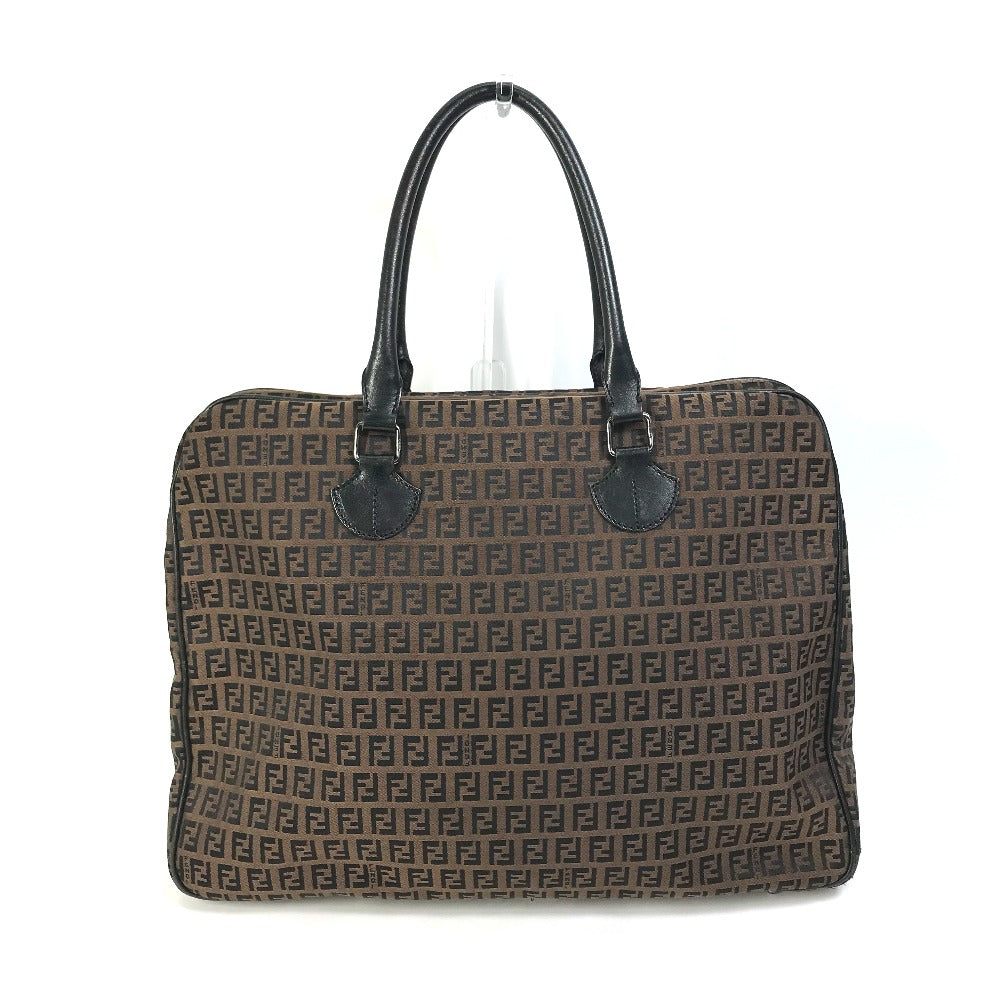 FENDI Handbag Canvas / leather Brown Zucchino Women Used