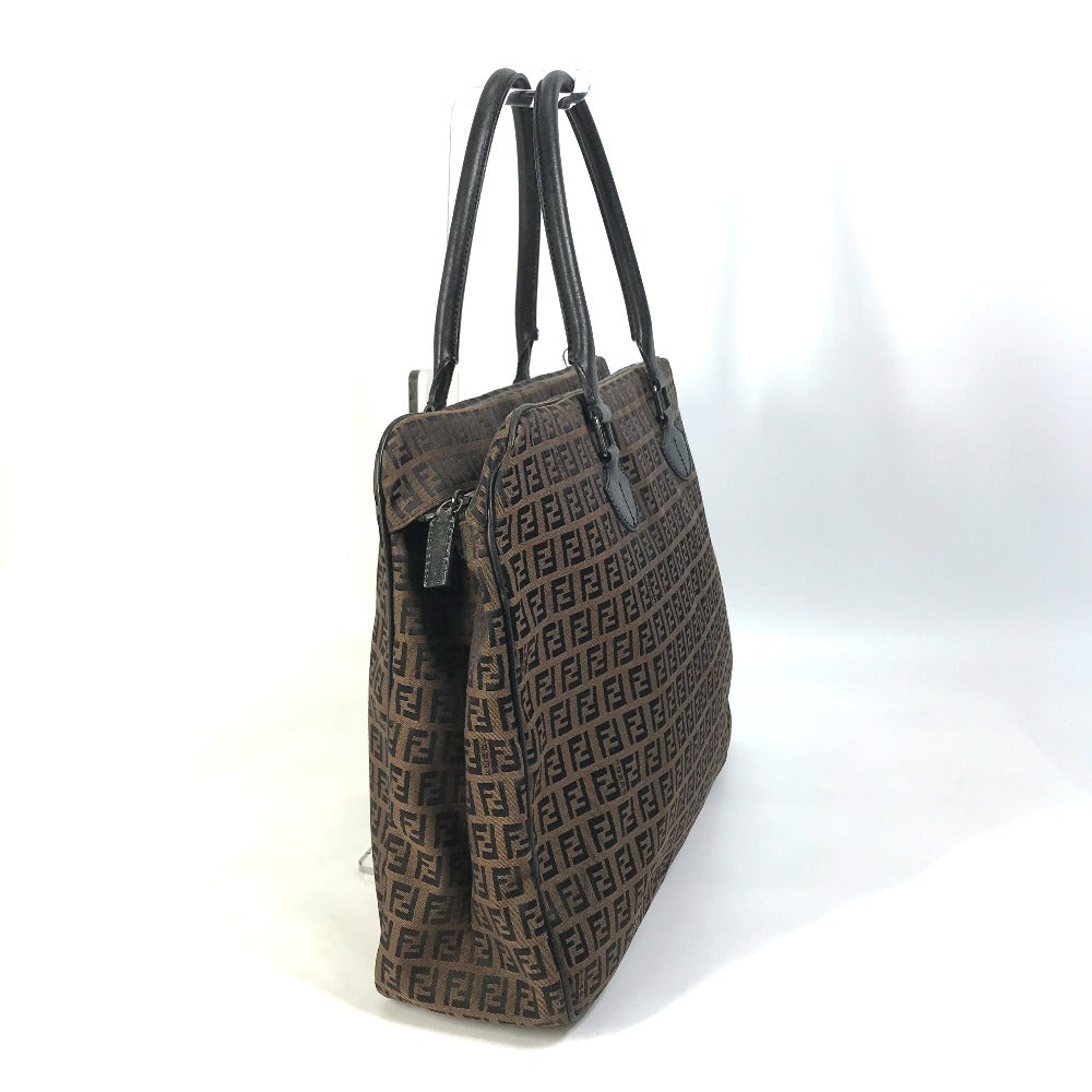 FENDI Handbag Canvas / leather Brown Zucchino Women Used