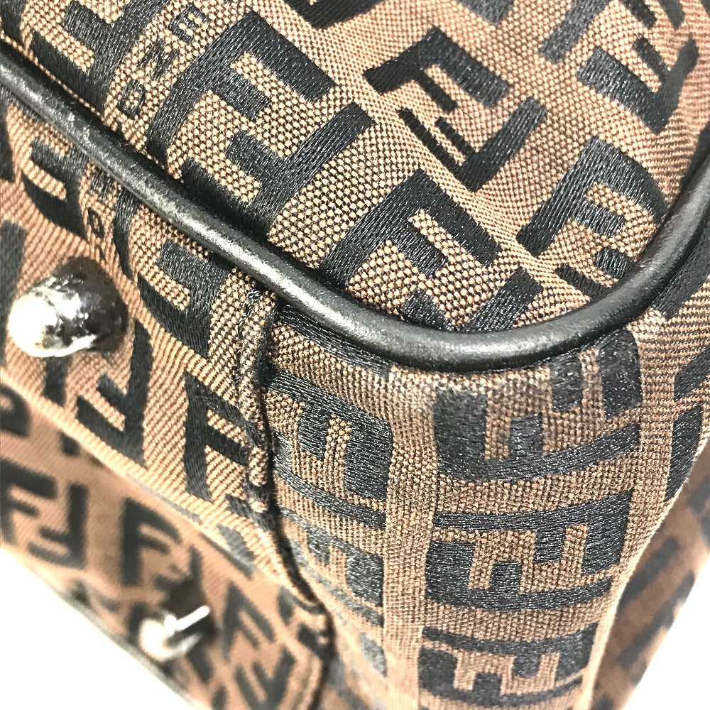 FENDI Handbag Canvas / leather Brown Zucchino Women Used