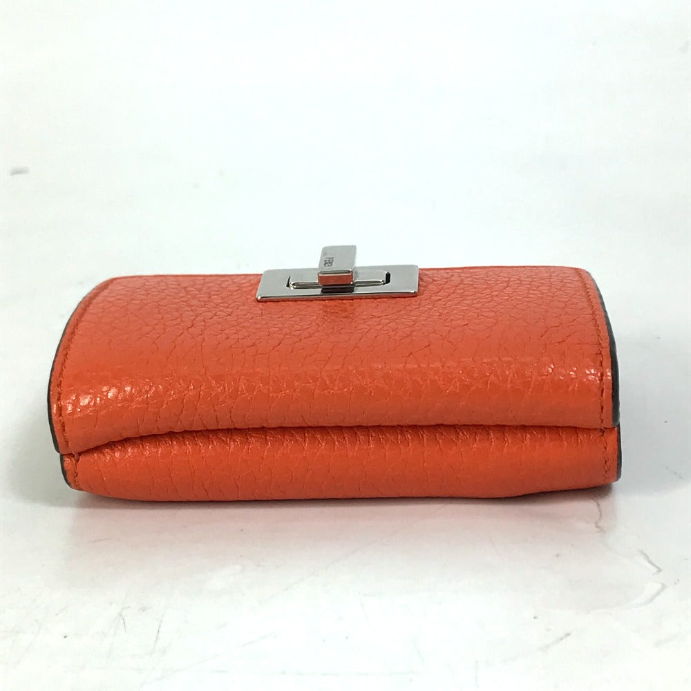FENDI Trifold wallet 8M0426 leather Orange Peekaboo Women Used