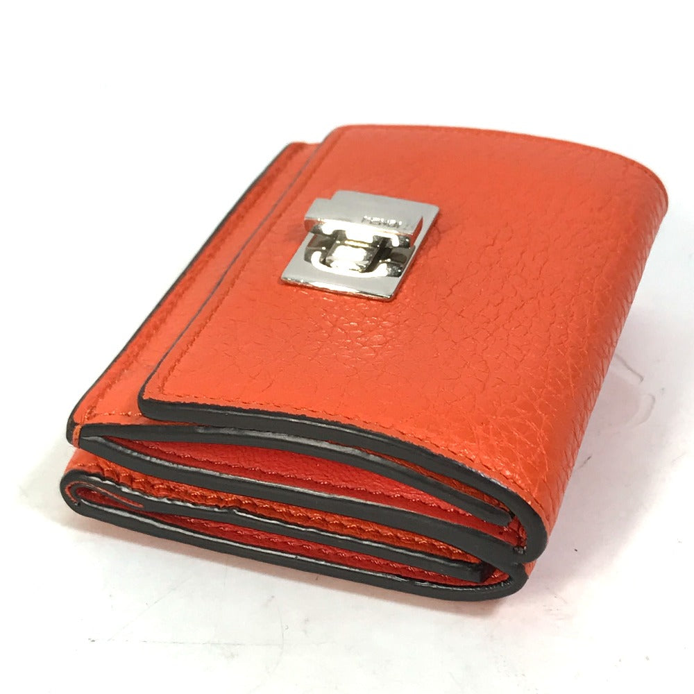 FENDI Trifold wallet 8M0426 leather Orange Peekaboo Women Used