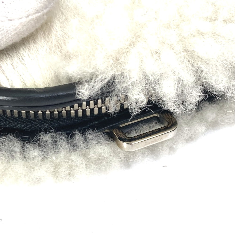 PRADA Business bag Fur leather white fur Handbag mens Used