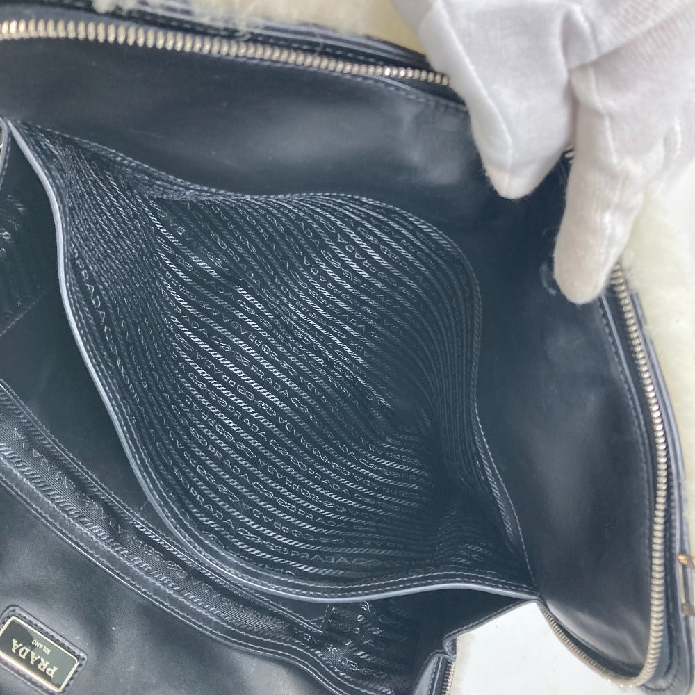 PRADA Business bag Fur leather white fur Handbag mens Used
