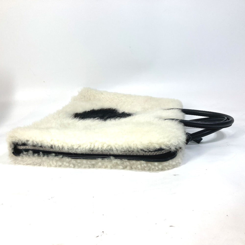 PRADA Business bag Fur leather white fur Handbag mens Used