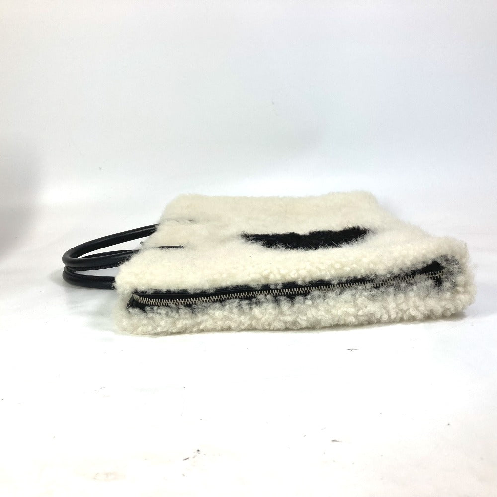 PRADA Business bag Fur leather white fur Handbag mens Used