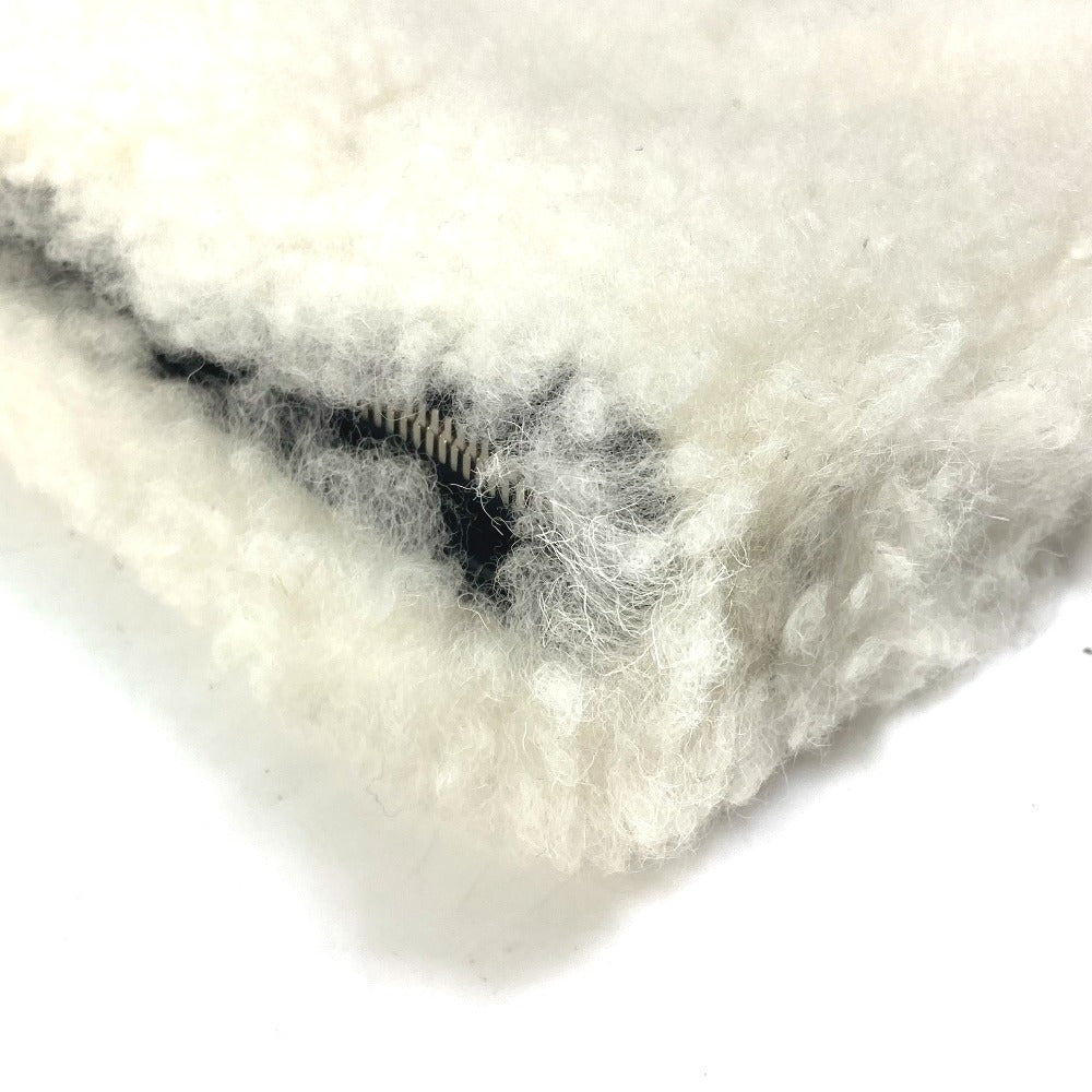 PRADA Business bag Fur leather white fur Handbag mens Used
