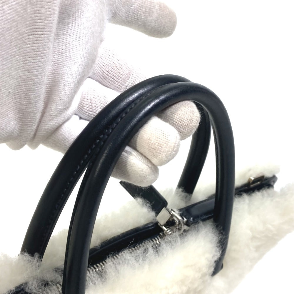 PRADA Business bag Fur leather white fur Handbag mens Used