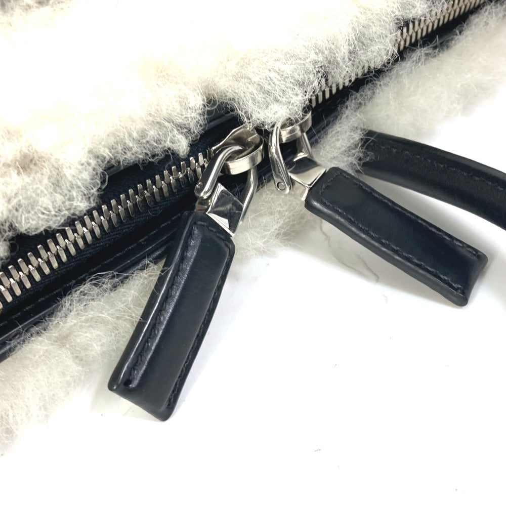 PRADA Business bag Fur leather white fur Handbag mens Used
