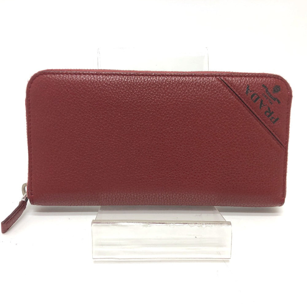 PRADA Long Wallet Purse 2ML317 leather Red type logo gradient Zip Around mens Used
