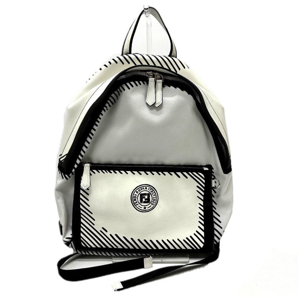 FENDI Backpack 7VZ042 Canvas / leather white Joshua Vides California Sky Backpack mens Used