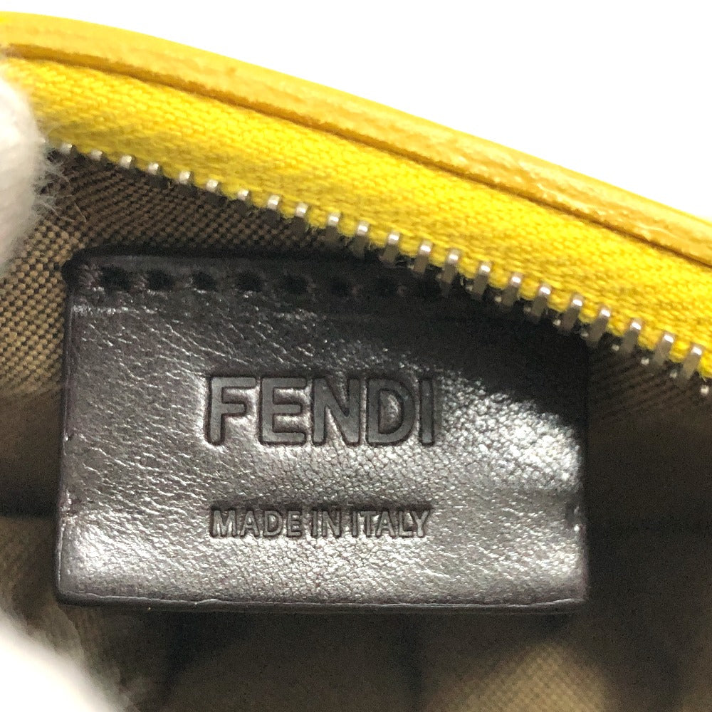 FENDI Bag charm 7AR706 leather yellow taco motif Coin case Women Used