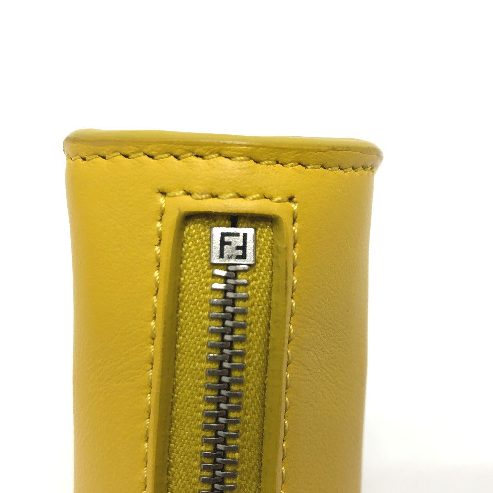 FENDI Bag charm 7AR706 leather yellow taco motif Coin case Women Used