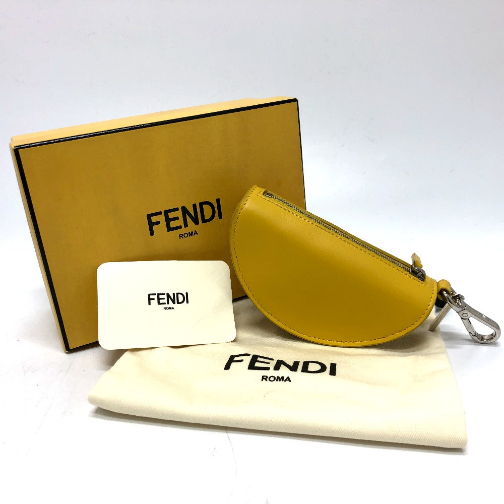 FENDI Bag charm 7AR706 leather yellow taco motif Coin case Women Used